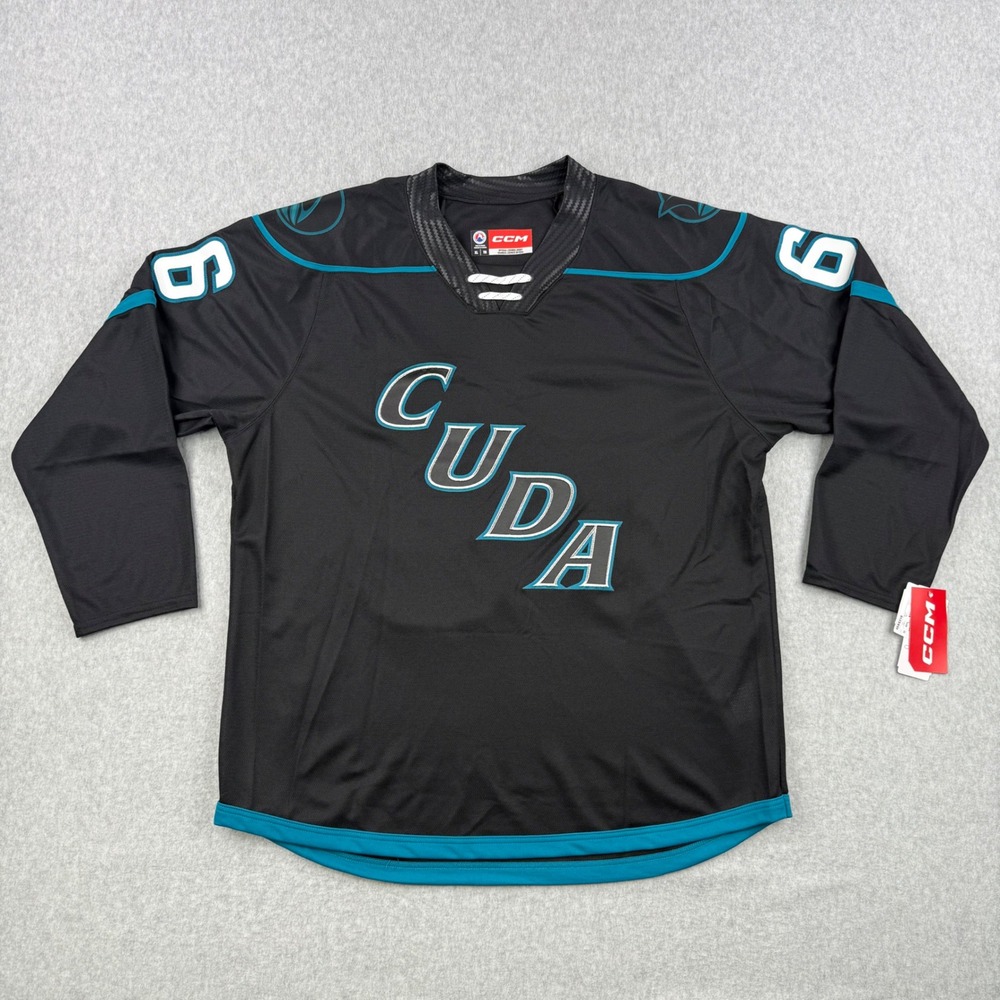 San Jose Barracuda Hockey Jersey Mens XL Black CCM‎ Fireball #66 AHL Authentic